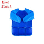 tablier peinture imperméable enfant pinceaux jaune bleu rose poche élastique pratique