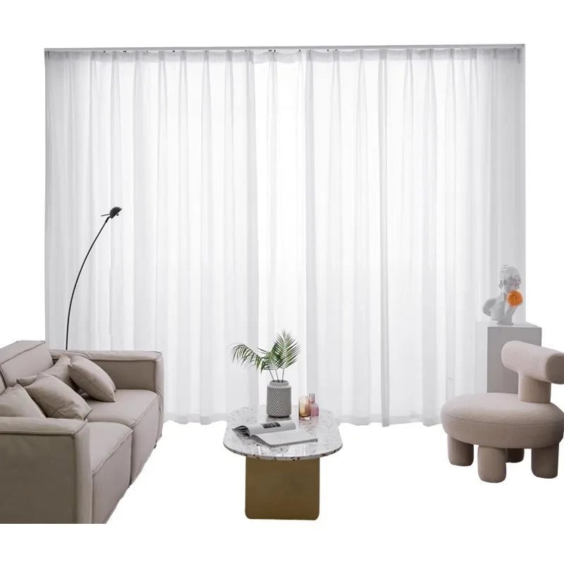 rideau blanc uni moderne transparent fenêtre française 100% polyester