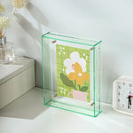 cadre photo moderne acrylique transparent floral bleu orange vert rose clips mural