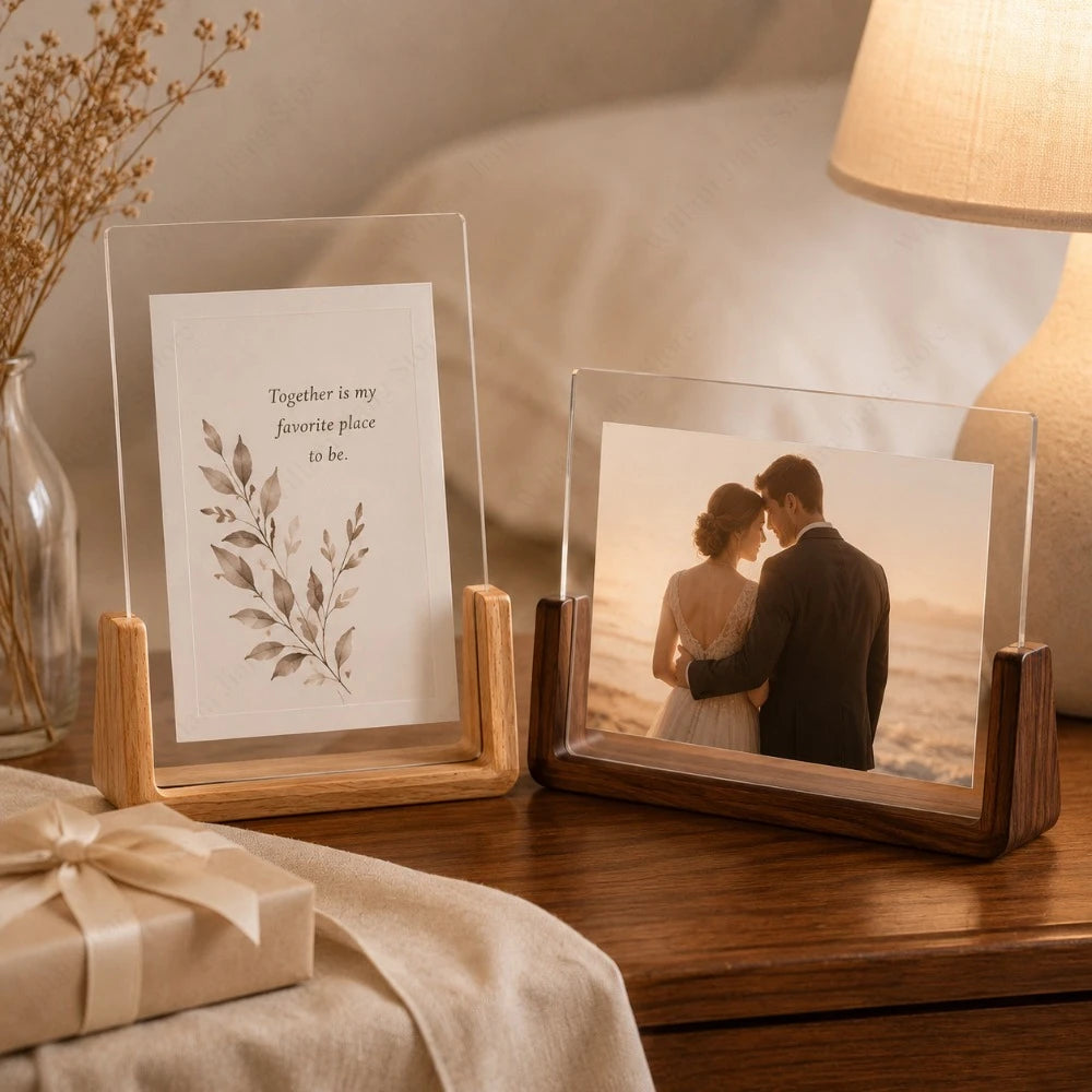 cadre photo transparent moderne bois naturel minimaliste insertion facile photo 10x15 15x10 decoration maison
