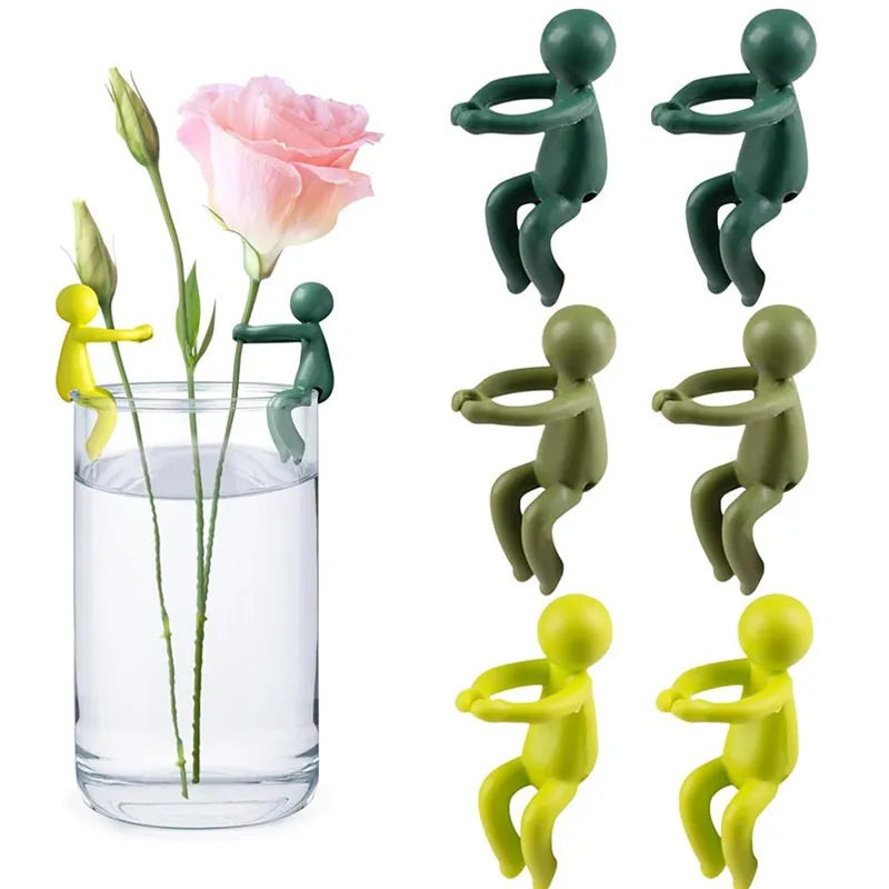 supports plantes forme personnages assis transparents plantes décoratifs ludiques minimaliste