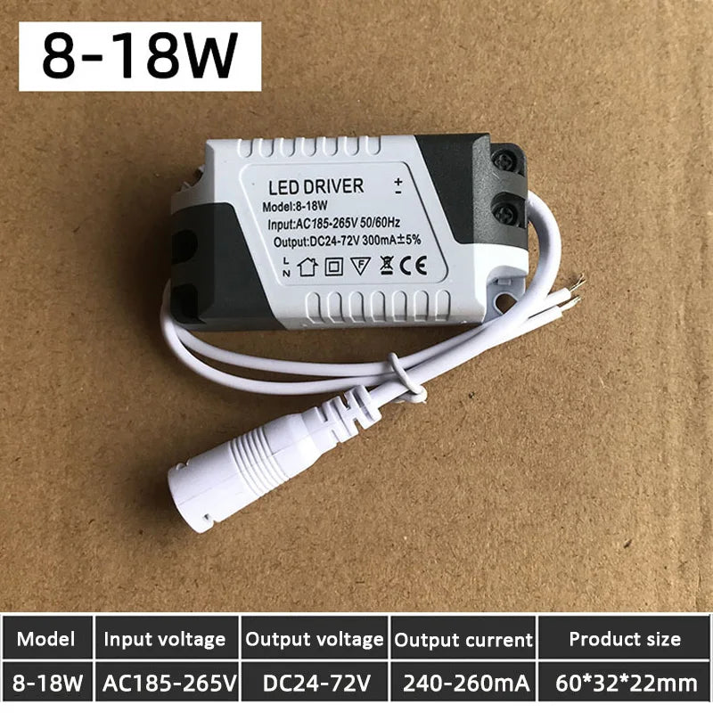 transformateur led driver 12v 24v 24w gris blanc moderne câble connecteur 60x32x22mm