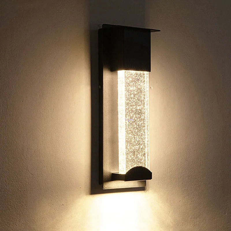 applique murale led moderne noire transparente éclairage induction verre trempé fixations oeilletsextérieur