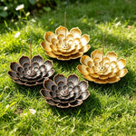 support incense lotus métal noir bronze doré décoration zen floral aromathérapie
