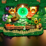 lampe led lego construction vert brun anneaux comté décoration diy floconnels motifs floraux architecture