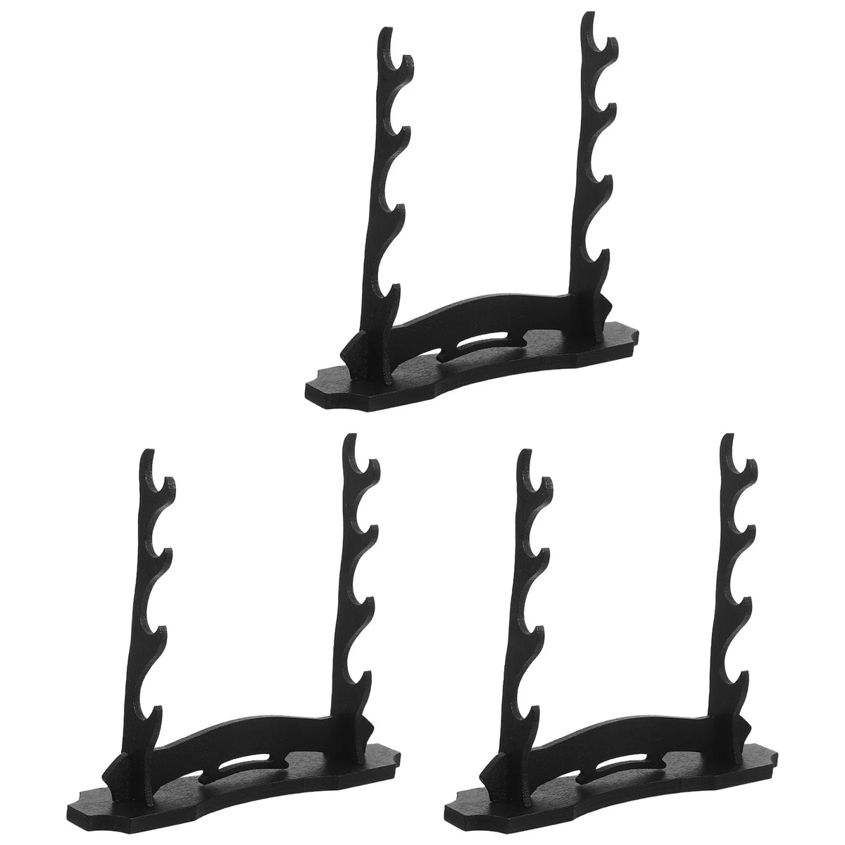 support épée bois brut niveaux fixation mur décoration japonaise noire 11cm haute