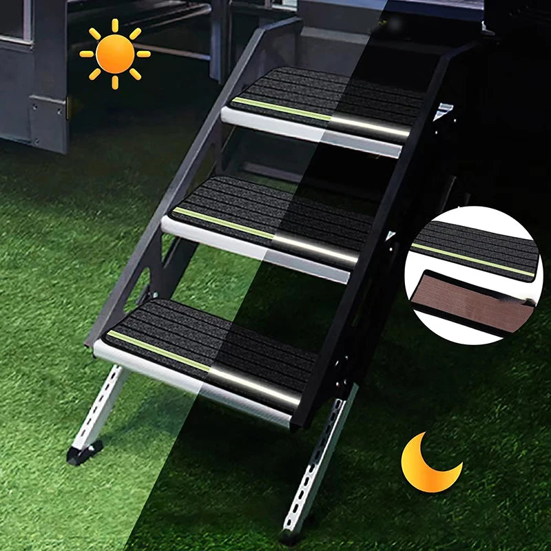 tapis d'escalier noir vert fluo rayures horizontales tissu épais velcro moderne anti poussière fixe