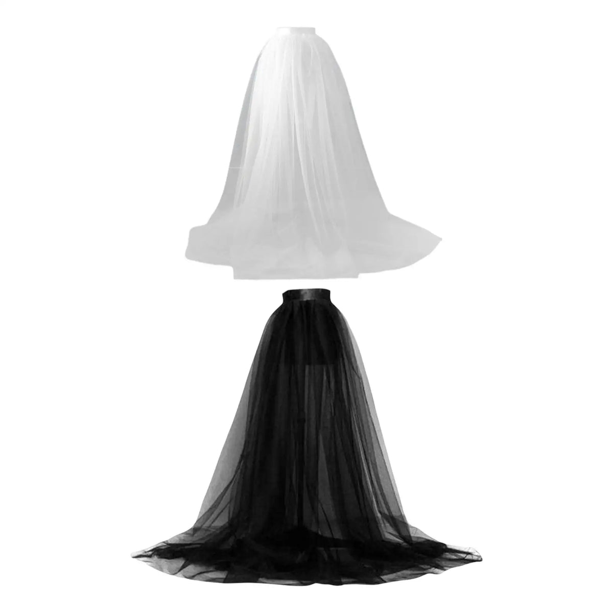 jupe tulle longue femme blanc noir élégante décontractée dentelle transparente soirée cosplay