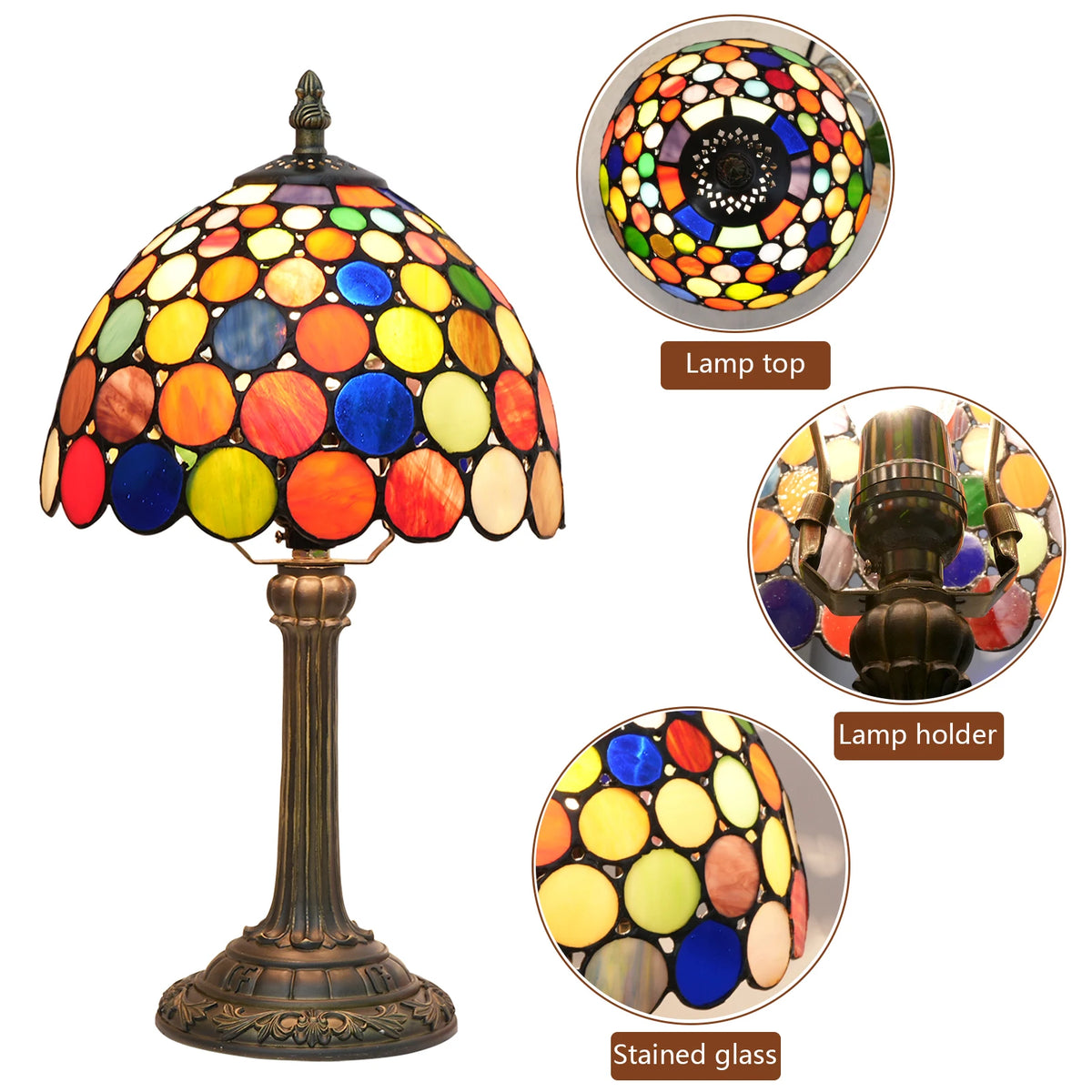lampe table tiffany multicolore vitrail opaleuse traditionnelle allumée facilement chambre salon