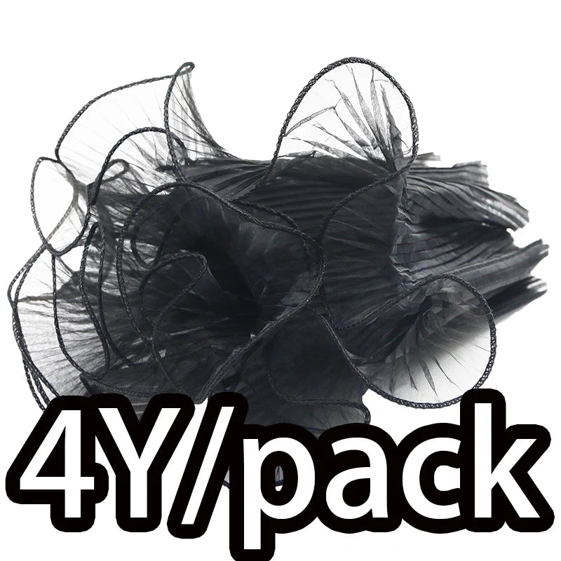 accessoires cheveux blanc rose noir organza plissé translucide élégant romantique adhésif rose artificielle