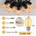 guirlande lumineuse led jaune 10m 10ampoules extérieur imperméable jardin festive