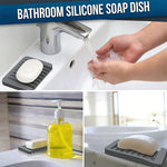 support savon silicone rayures horizontales gris rose blanc moderne comptoir salle bains