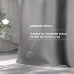 rideau douche gris moderne aimants lestés tapis douche imperméable baignoire 120x180cm 120x200cm anneaux métalliques