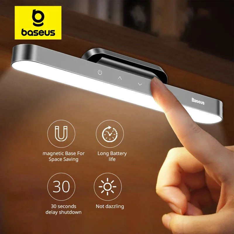 lampe led rechargeable aimantée réglable luminosité moderne minimaliste gris métallique