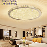 plafonnier led moderne cristaux brillants blanc doré élégant télécommande grande taille verre