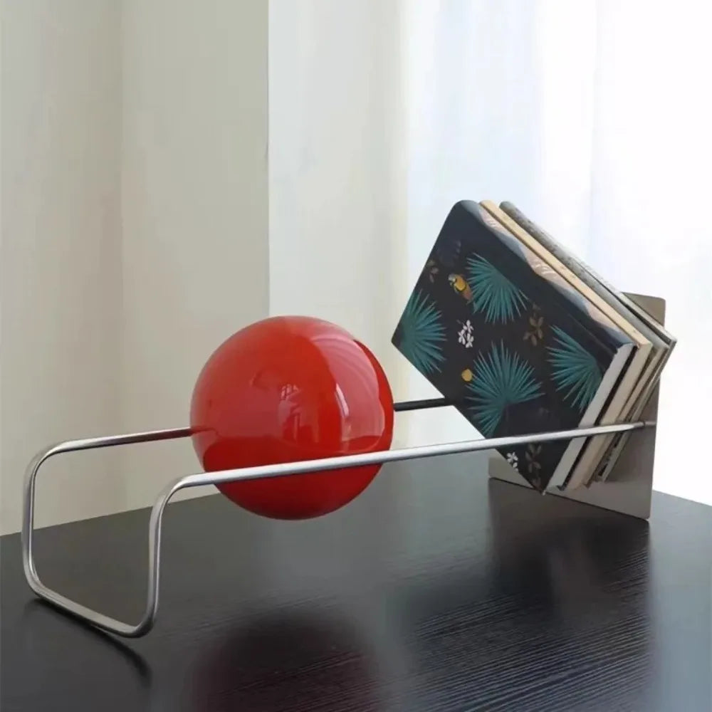 support livres moderne argenté rouge adhésif minimaliste bibliothèque décoration maison