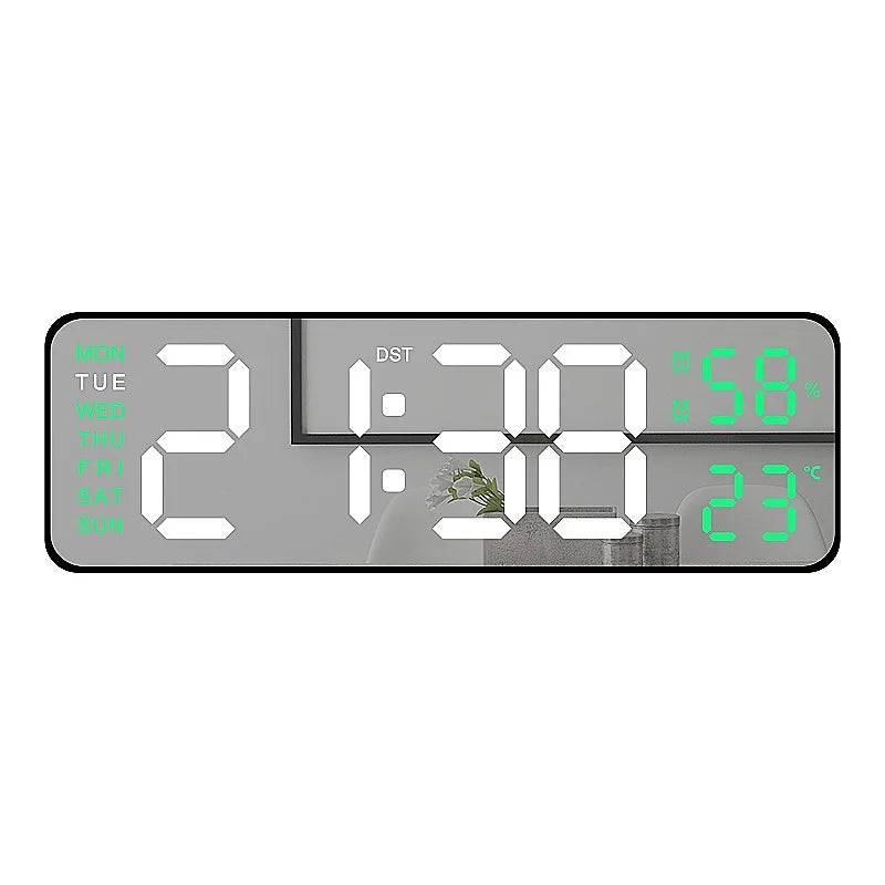 horloge numérique murale moderne écran led noir vert bleu blanc