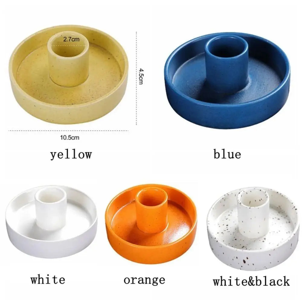 support bougie moderne blanc bleu jaune orange piqueté facile nettoyer décoration maison salon