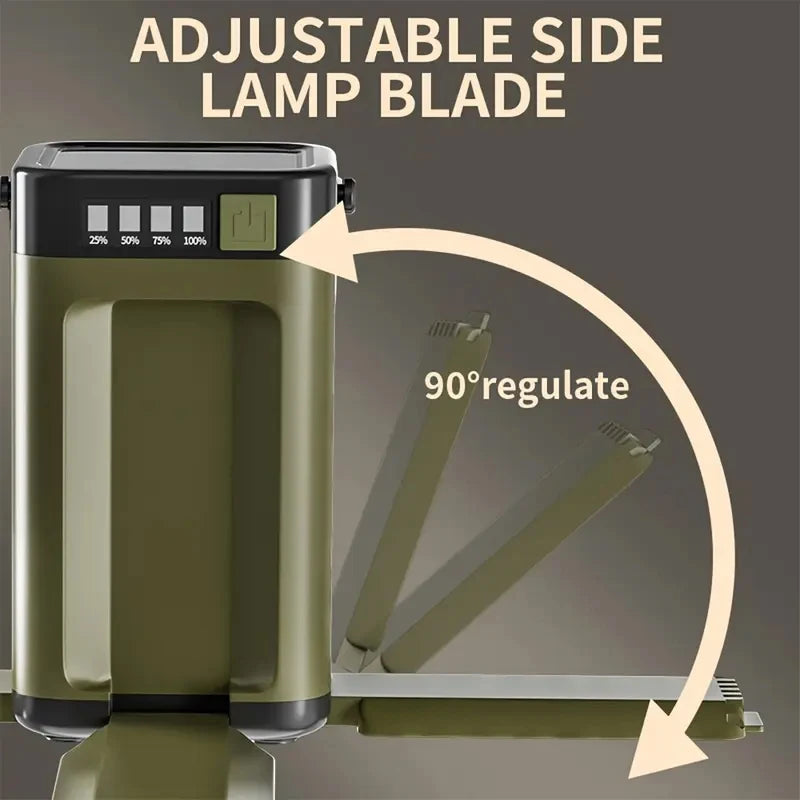 lampe solaire multifonctionnelle vert olive rechargeable camping affichage numérique usb type
