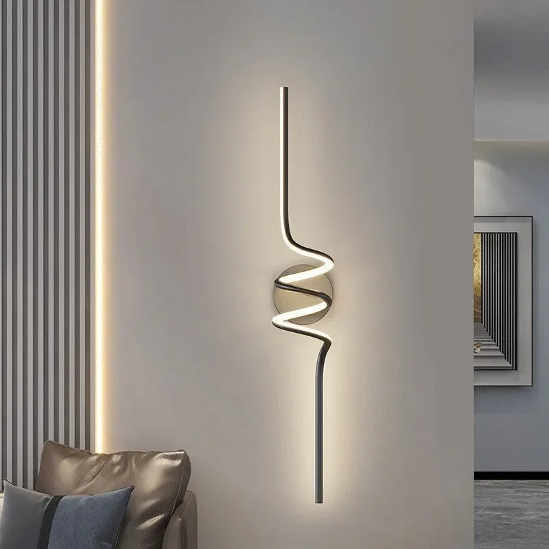 applique murale led moderne abstraite spirale noir minimaliste éclairage cuisine salle manger