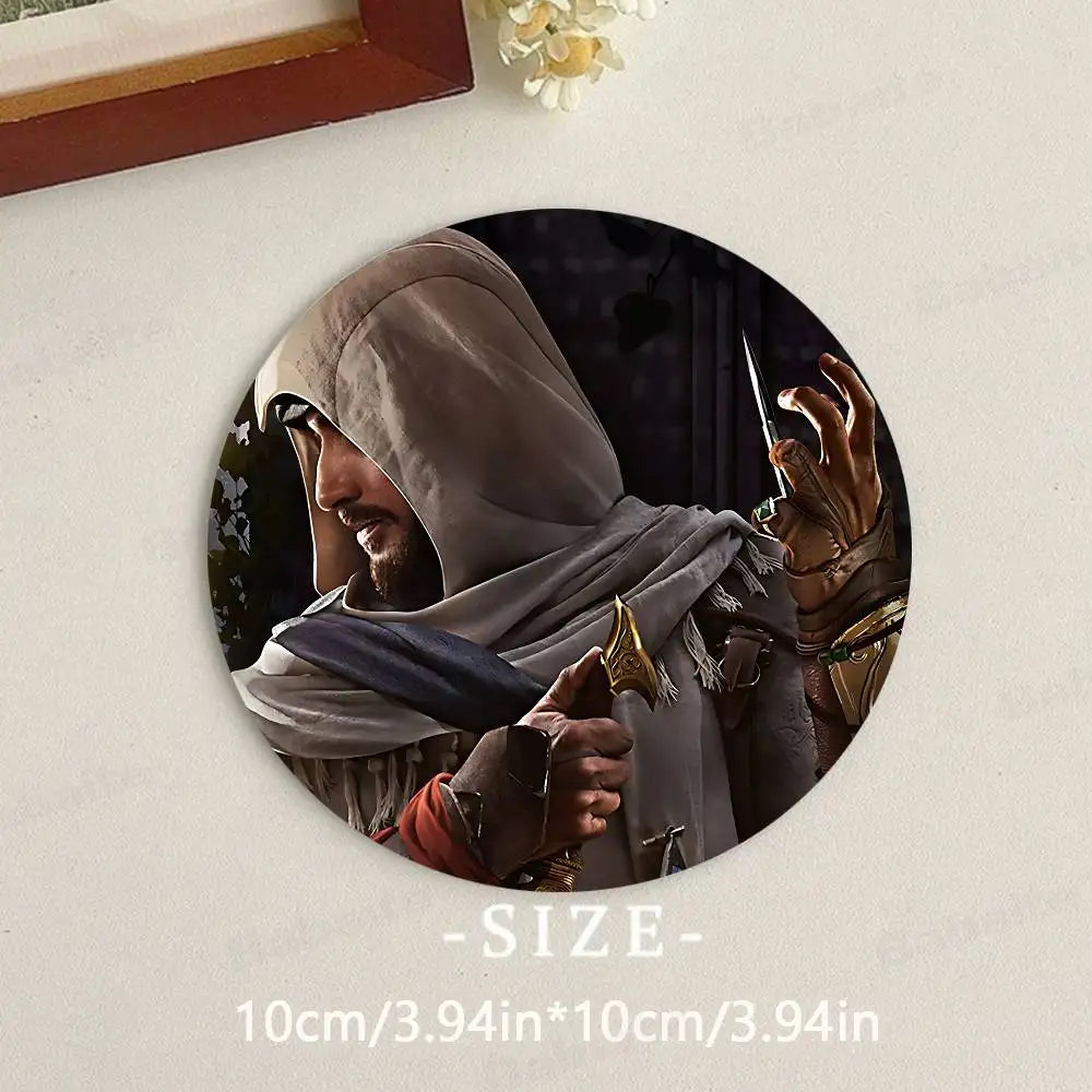 coasters multicolores assassin's creed personnages réalistes table hygiène bois écofriendly moderne domestique
