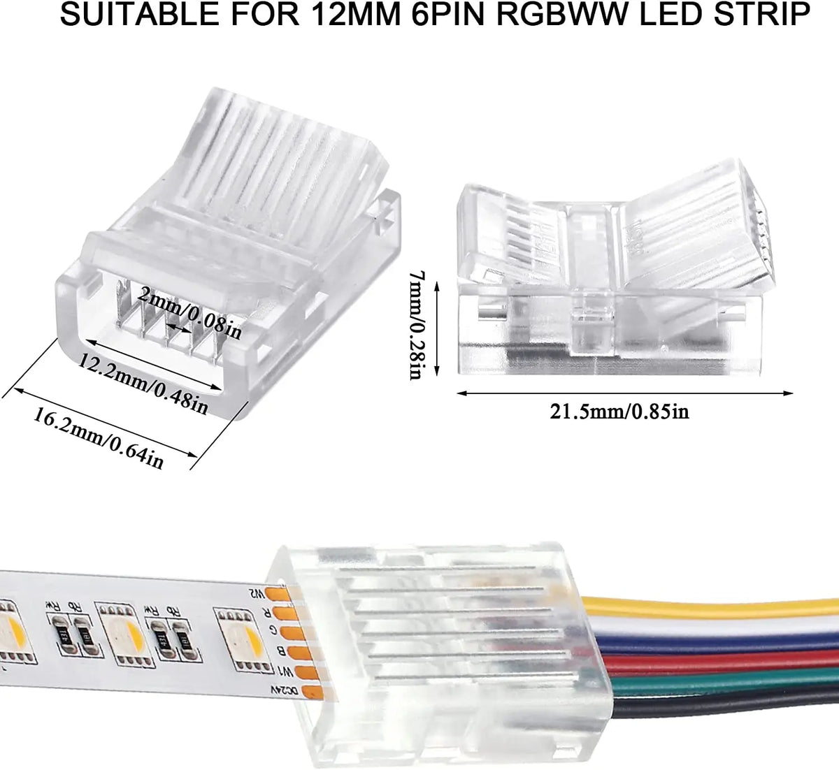 connecteur ruban led transparent 5pin 6pin rgbw rgbww ip65 strip to strip