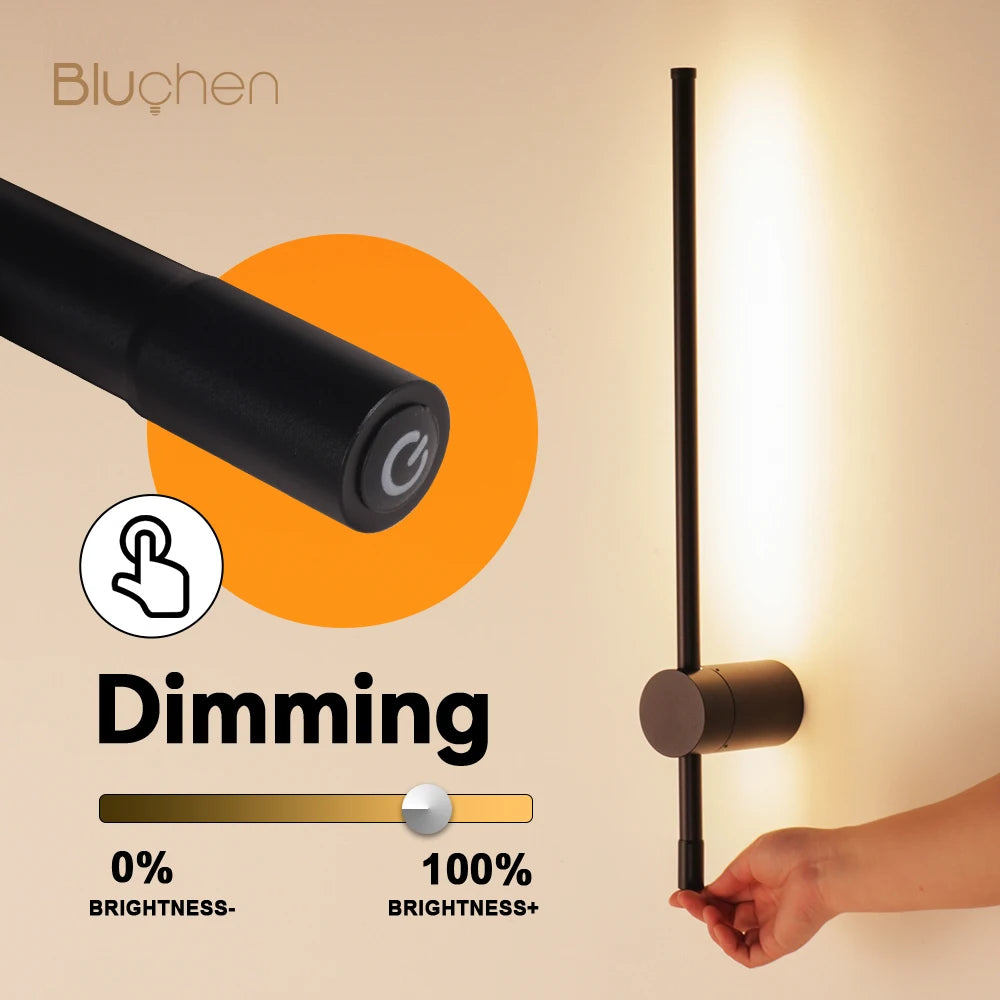 lampe murale moderne noire led tactile réglable 550 800 1000 1200 mm
