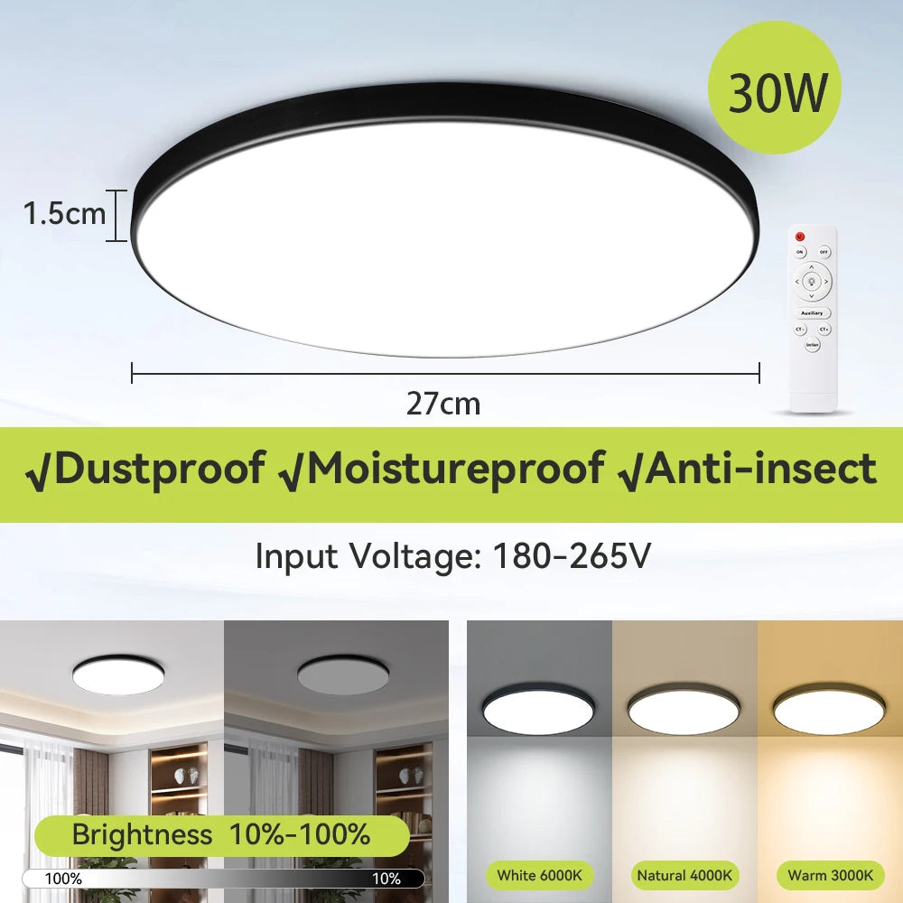 plafonnier intelligent led blanc noir télécommande rgbcw éclairage moderne