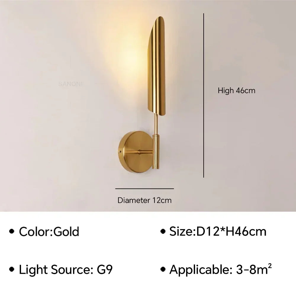applique murale moderne or brillante luminaire décoration chambre salon minimaliste