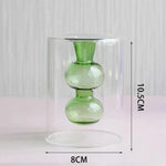 vase verre transparent billes sphériques minimaliste couleur gris bleu vert orange rose