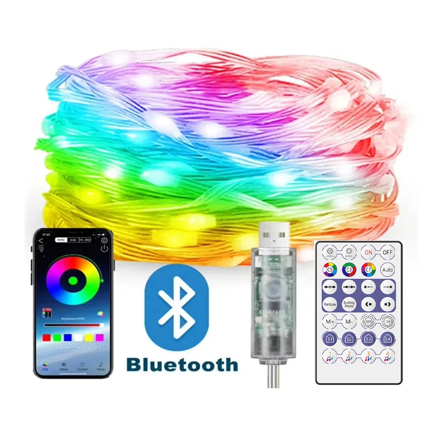 guirlande led 40m rgb ic musique bluetooth télécommande application mobile