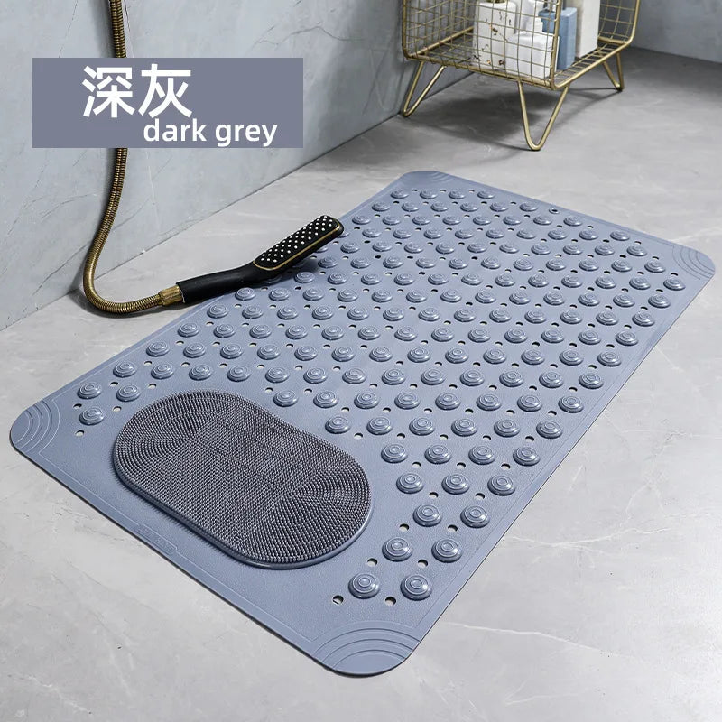 tapis bain antidérapant dark grey moderne pvc respectueux environnement perforations salle bain lavable machine