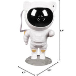 projecteur spatial astronaute blanc texture mat détails dorés moderne télécommande réglage luminosité.carousel