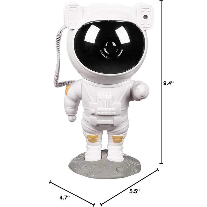 projecteur spatial astronaute blanc texture mat détails dorés moderne télécommande réglage luminosité.carousel