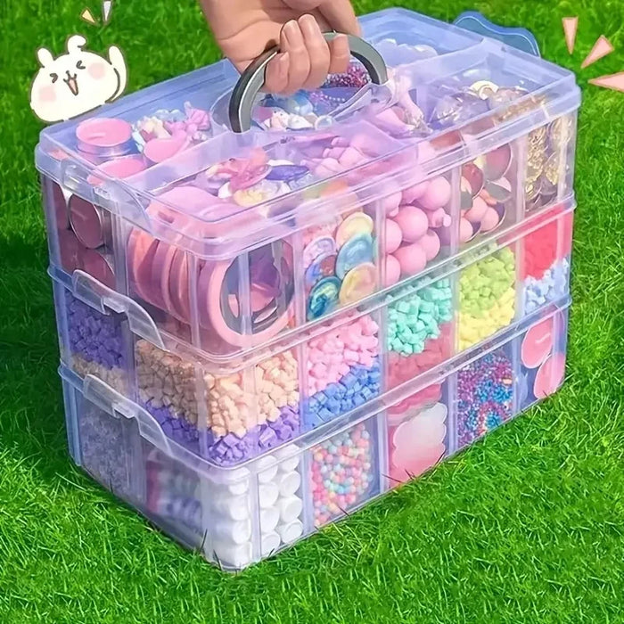 Boîte de rangement empilable 3 niveaux transparente