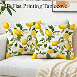 coussin décoratif carré motif citronnier bleu jaune vert moderne canapé salon intérieur extérieur