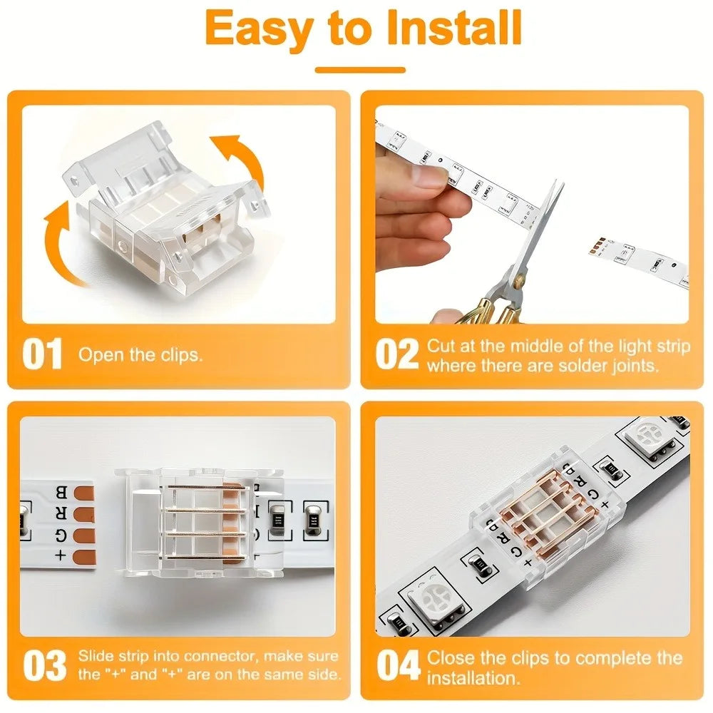 connecteur led transparent moderne clips intégré 24v basse tension broches led intégrées pratique