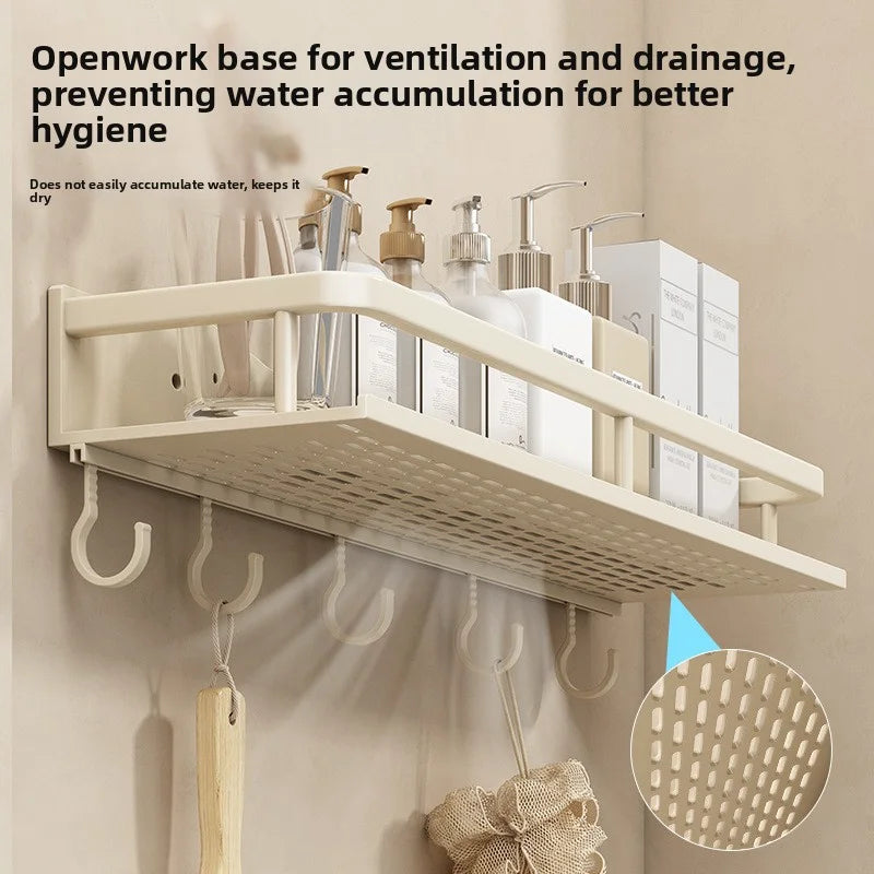 étagère murale moderne grille ventilation clip fixation salle bain cuisine organisation couleur beige claire