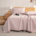 couvre lit coton gris clair blanc rose pâle rayures verticales moderne antibactérien confortable