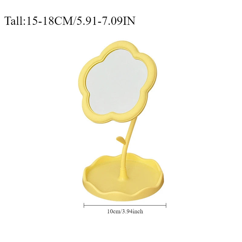 miroirs table décoratifs fleurs rose blanc jaune tulipes marguerites lisses mat kawaii chambre
