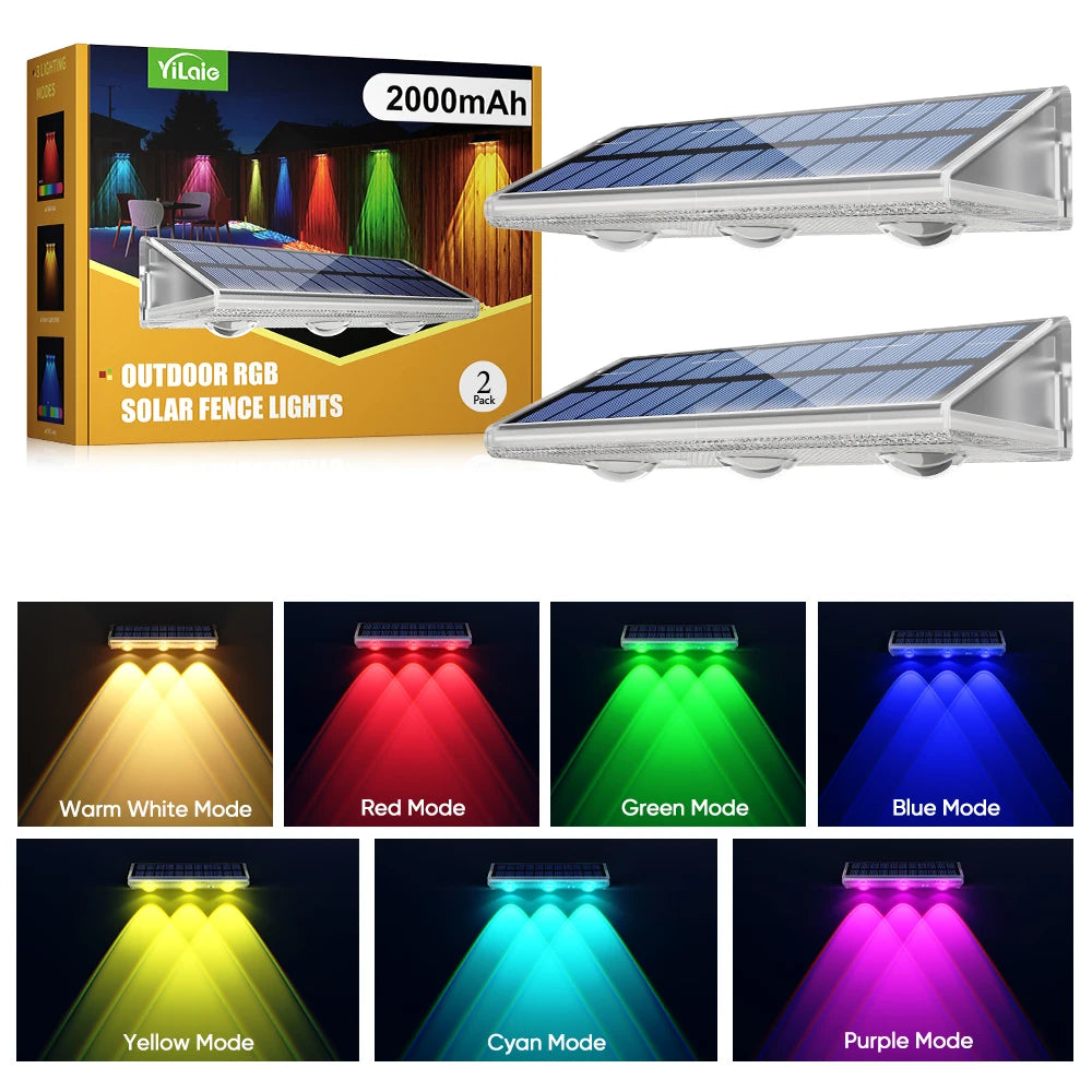 éclairage solaire clôture ip66 blanc noir led couleurs modes automatiqueextérieur moderne fonctionnel