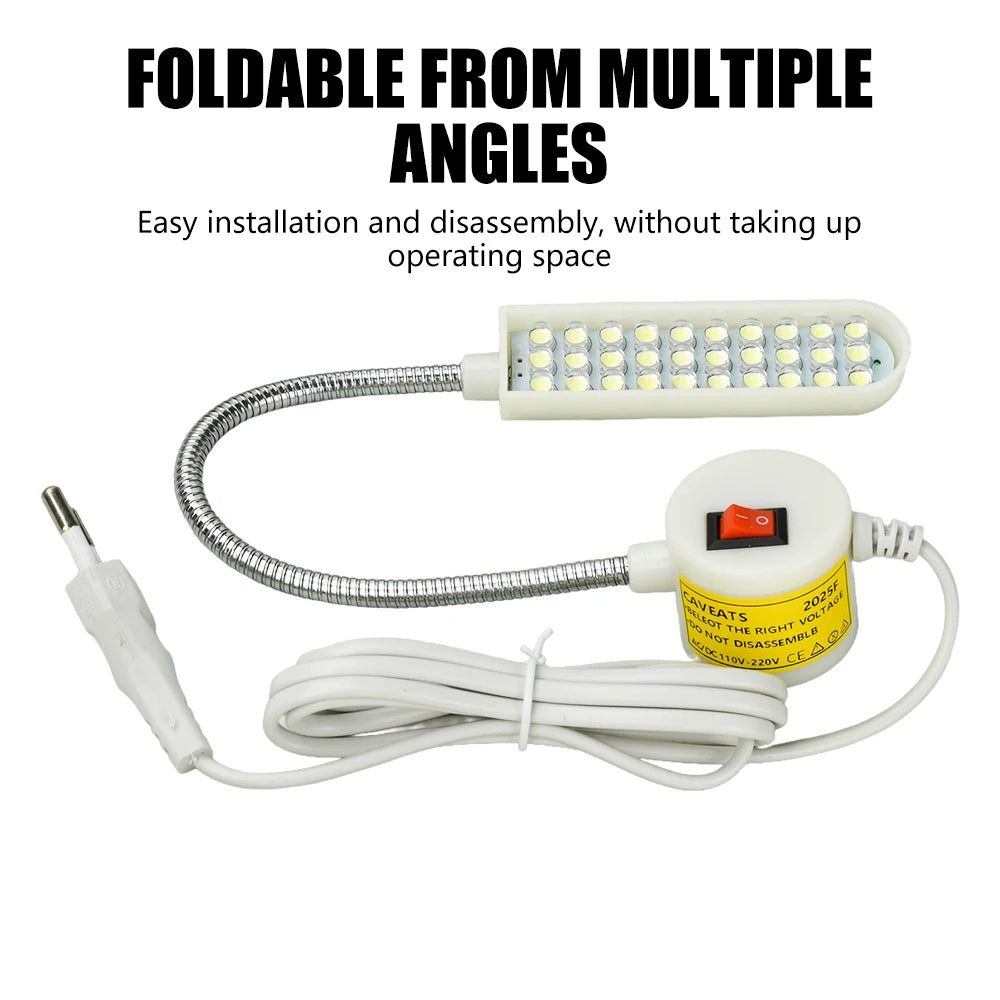 lampe led machine coudre blanc diodes moderne flexible base magnétique interrupteur rotatif
