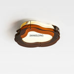 lampe contemporaine organique marron doré blanc fixée vis