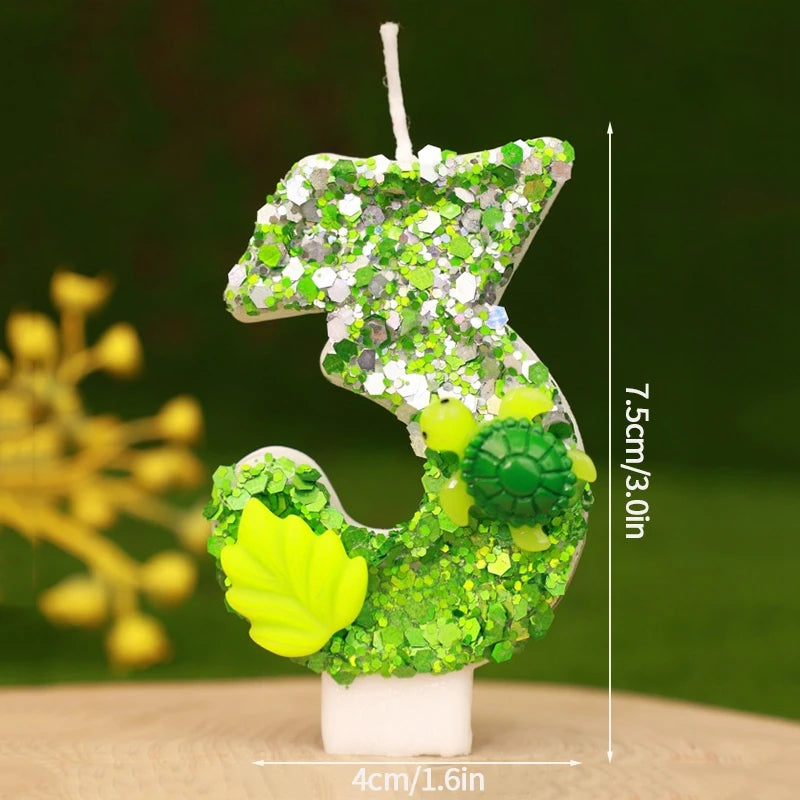 bougies numériques forme chiffres anniversaire verte blanche jaune feuilles