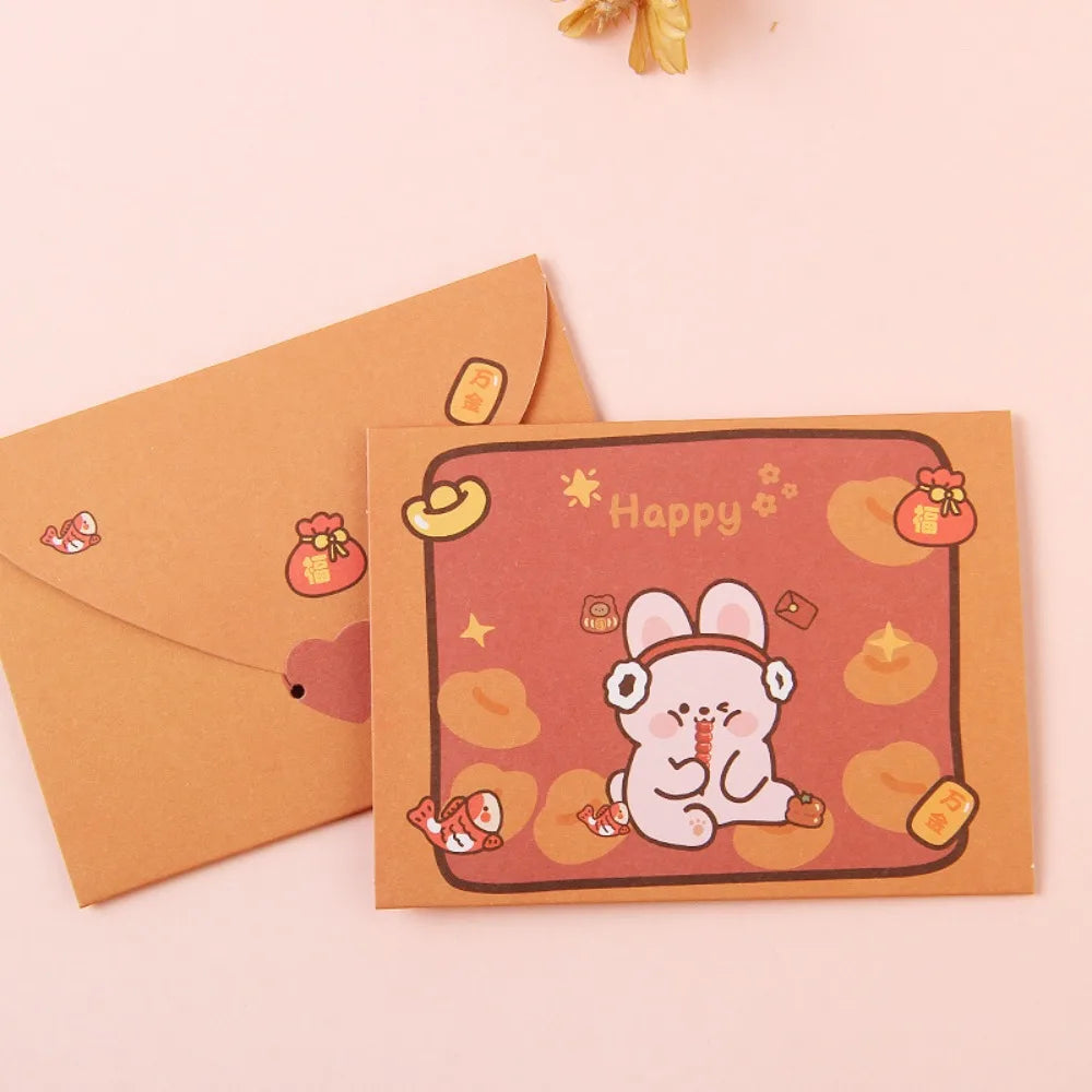 cartes postales kawaii dessins animés ours lapins colorées orange rose jaune bleu clair festive