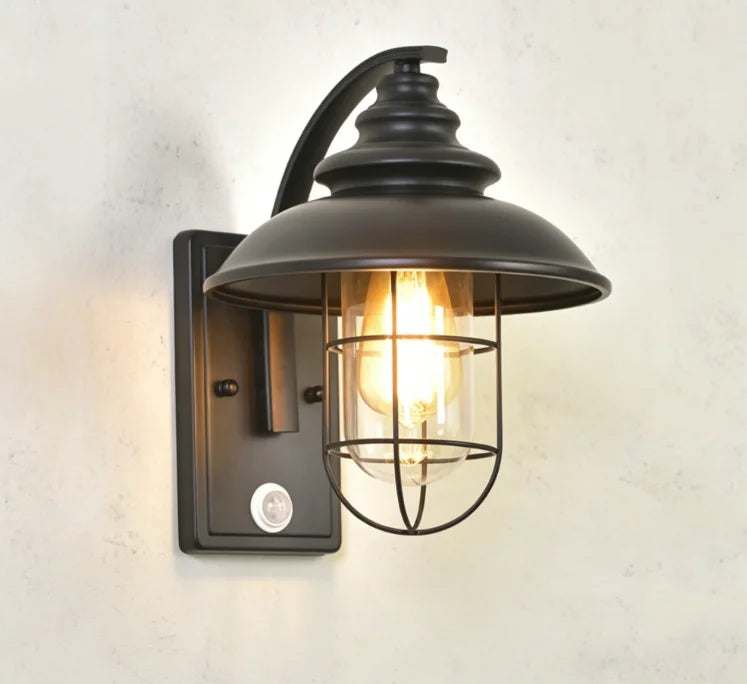 lampe murale industrielle noir mat led éclairage maison sensibilité mouvement ip44