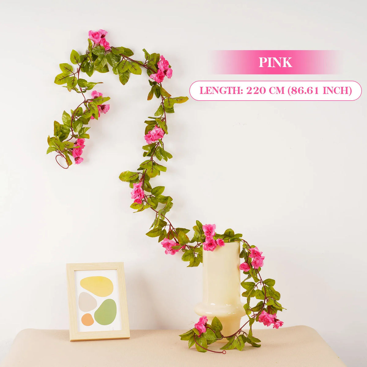 guirlande florale artificielle rose verte mariage décoration extérieure champêtre romantique fleurs feuilles vigne