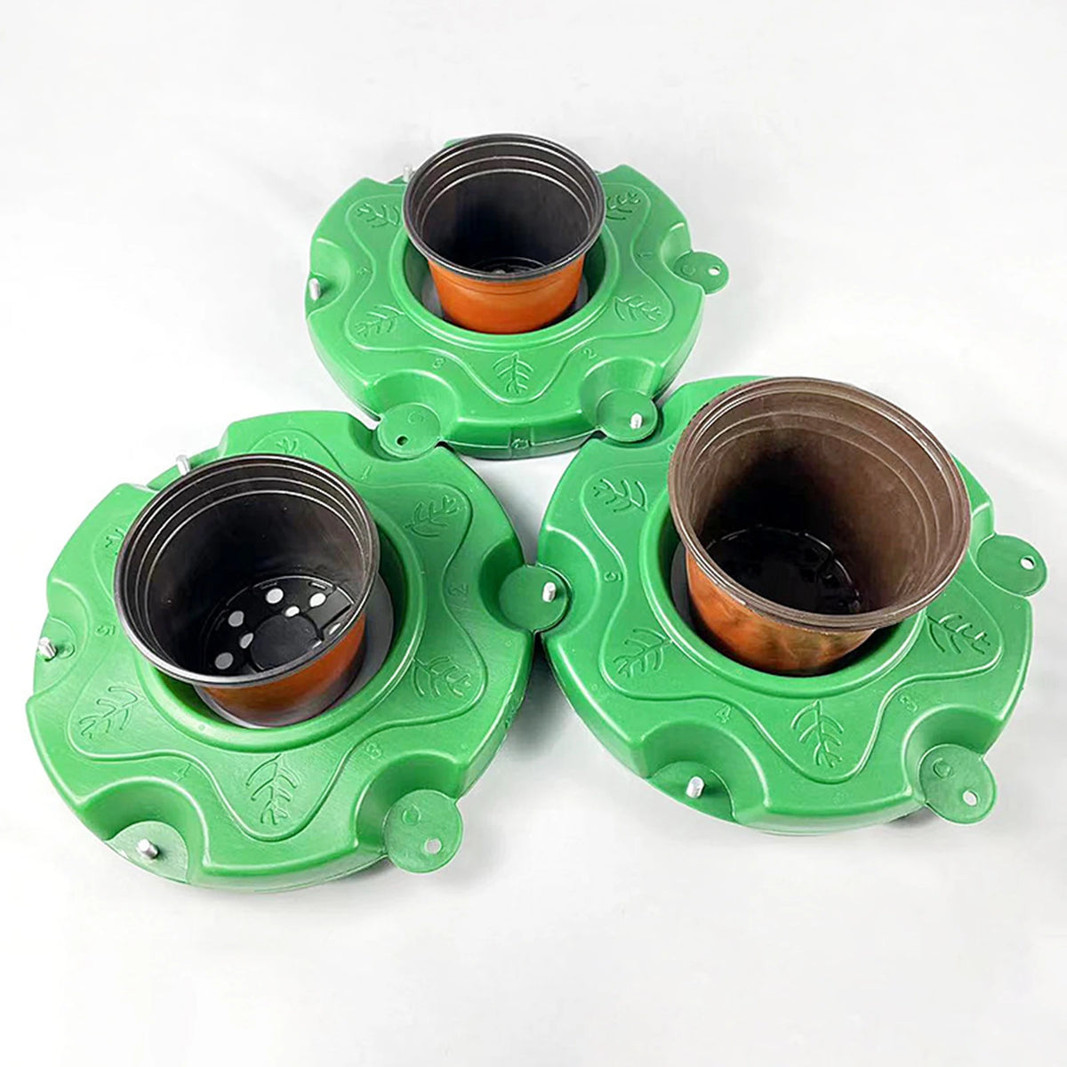 panier fleurs pot semis riz fleuri support jardin étang aquatique vert feuilles stylisées opaques