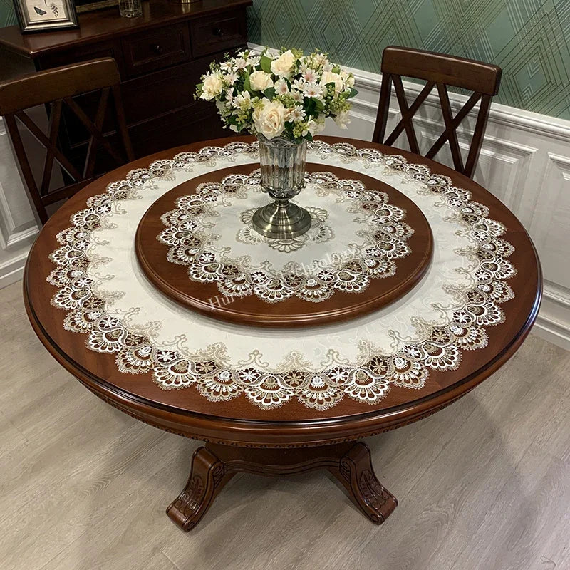 serviette table brodée fleuriale diamètre 50cm blanc élégante réutilisable polyester machine laverextérieur noël