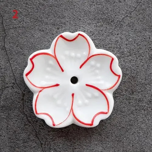 porte bâtonnets encens fleurs stylisées céramique artisanal rose bleu vert blanc jaune pâle marine